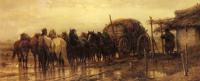 Adolf Schreyer - Hitching Horses To The Wagon